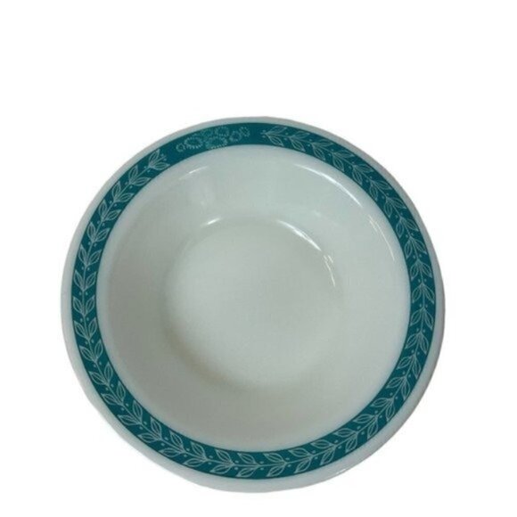 PYREX brand Tableware by Corning turquoise Laurel Leaf & flowers Bowl & Plate - Picture 5 of 11